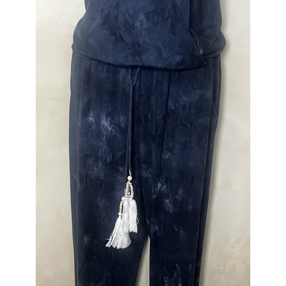 Young Fabulous & Broke Stacey Blue Tie Dye Halter Jumpsuit Tassel Pockets Large - Picture 3 of 8